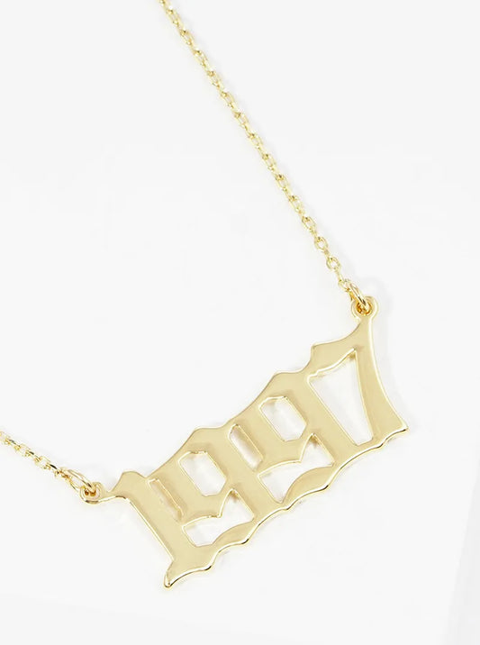 18k Gold Dipped 1997 Pendant Brass Necklace