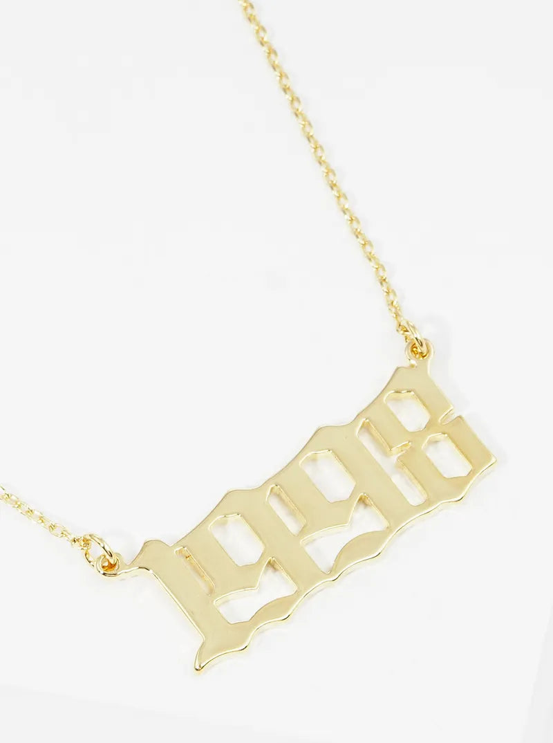 18k Gold Dipped 1998 Pendant Brass Necklace
