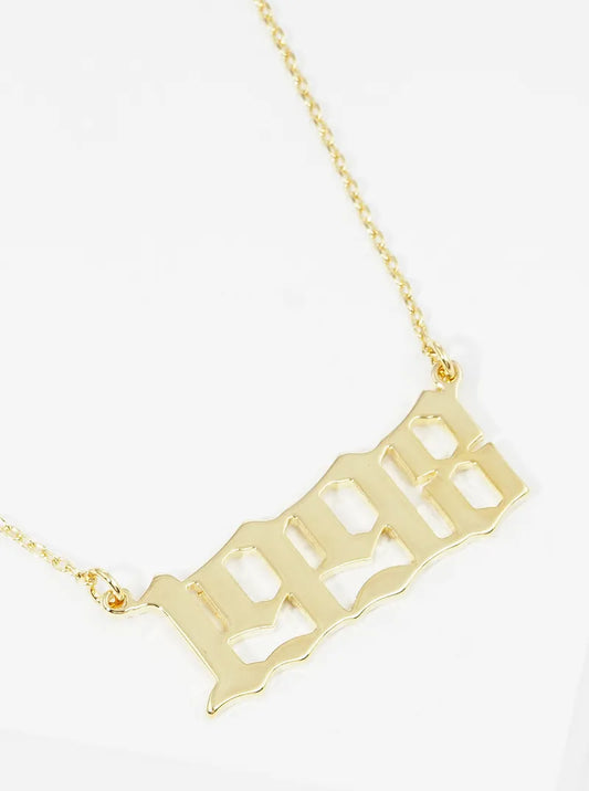 18k Gold Dipped 1998 Pendant Brass Necklace