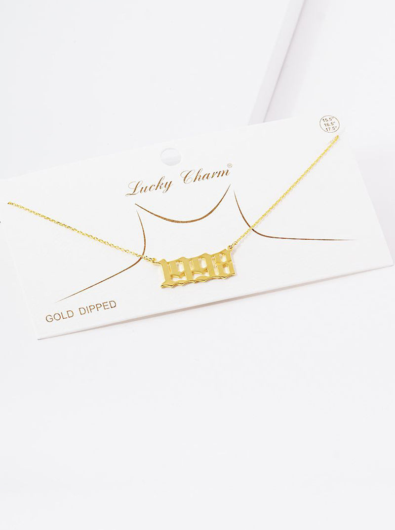 18k Gold Dipped 1998 Pendant Brass Necklace