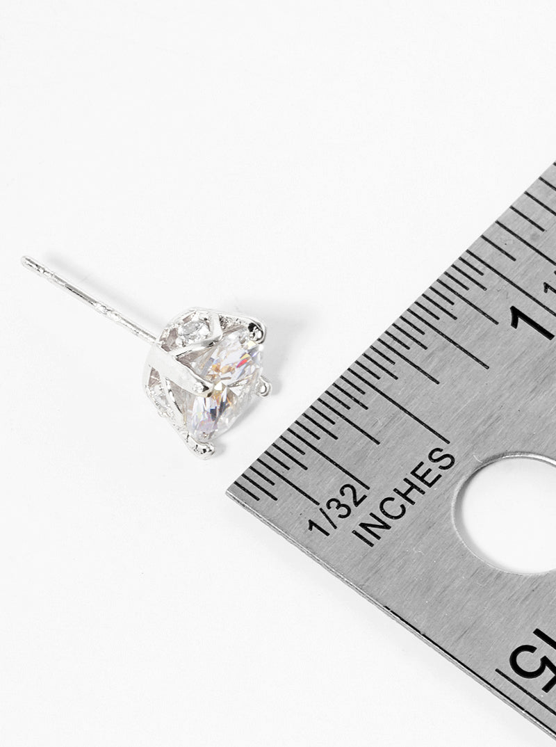 18k Gold Dipped 4-prong Round CZ Post Stud Earrings