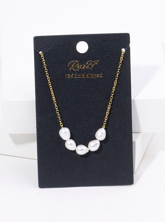 18k Gold Dipped 5 Freshwater Pearls Pendant Necklace