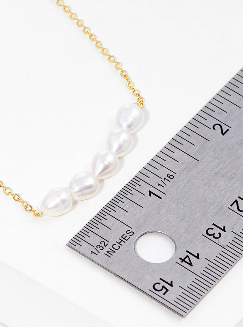 18k Gold Dipped 5 Freshwater Pearls Pendant Necklace