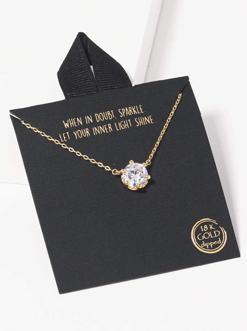 18k Gold Dipped 6-prong CZ Stone Pendant Delicate Necklace