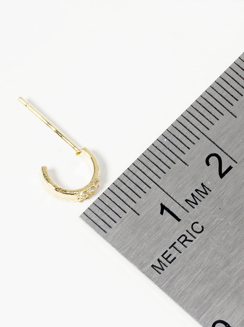 18k Gold Dipped CZ Pave 7mm Dainty Open Hoop Earrings