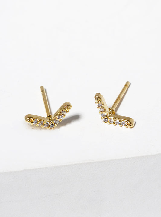 18K Gold Dipped CZ Pave Butterfly Stud Earrings