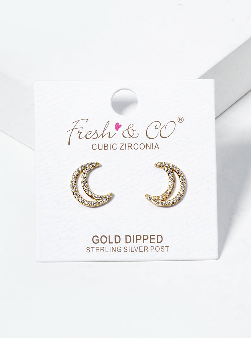 18K Gold Dipped CZ Pave 5mm Heart Post Stud Earrings
