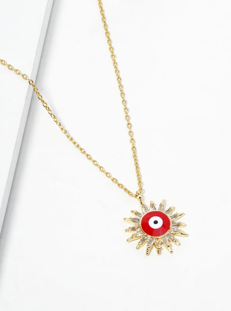 18k Gold Dipped CZ Pave Evil Eye Pendant Necklace