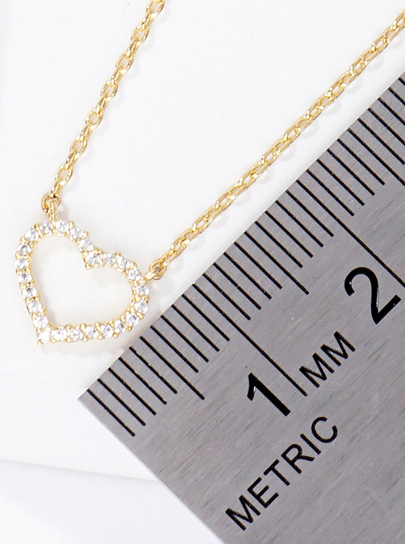 18k Gold Dipped CZ Pave Heart Pendant Delicate Necklace