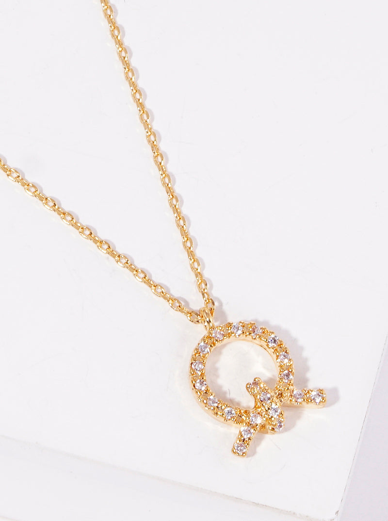 18k Gold Dipped CZ Pave Knot Pendant Delicate Necklace