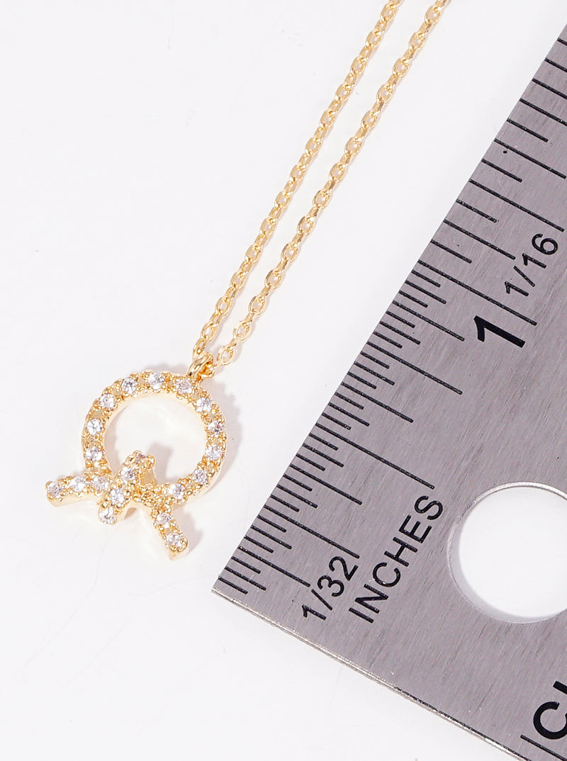 18k Gold Dipped CZ Pave Knot Pendant Delicate Necklace