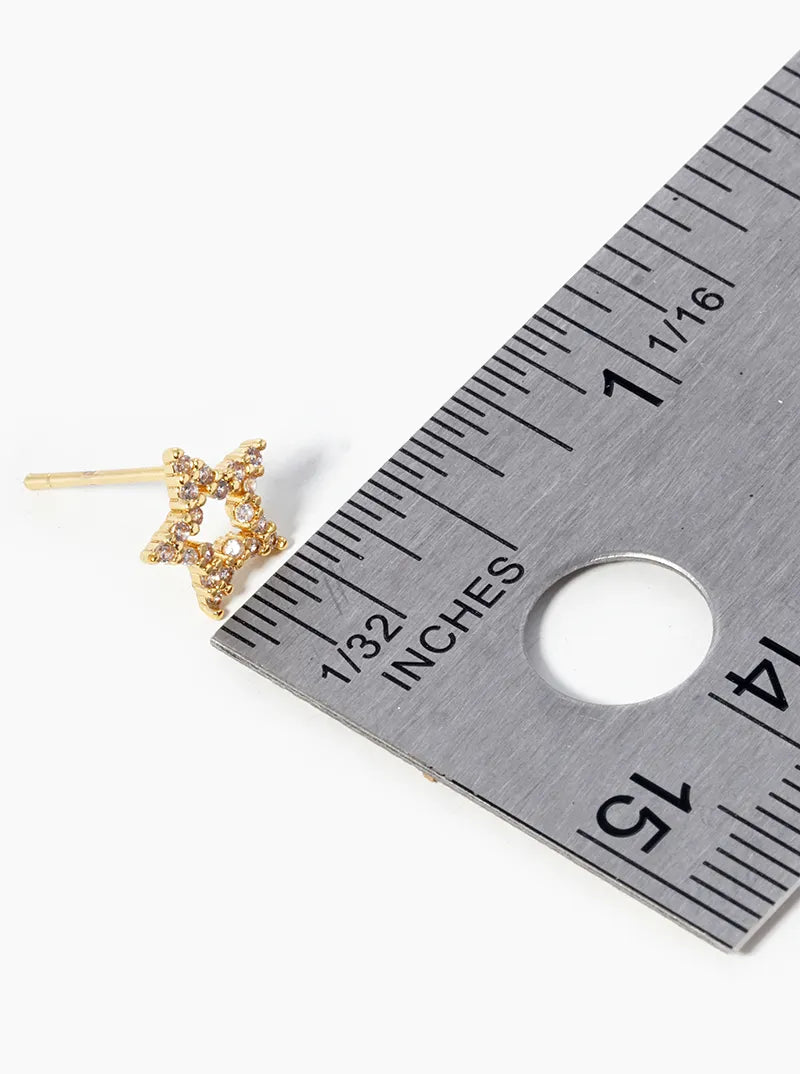 18k Gold Dipped CZ Pave Star Post Stud Earrings