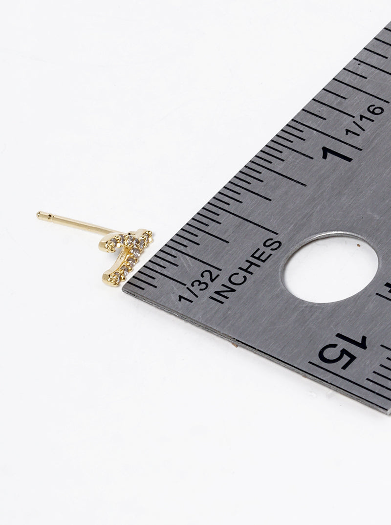 18k Gold Dipped CZ Pave Wishbone Post Stud Earrings