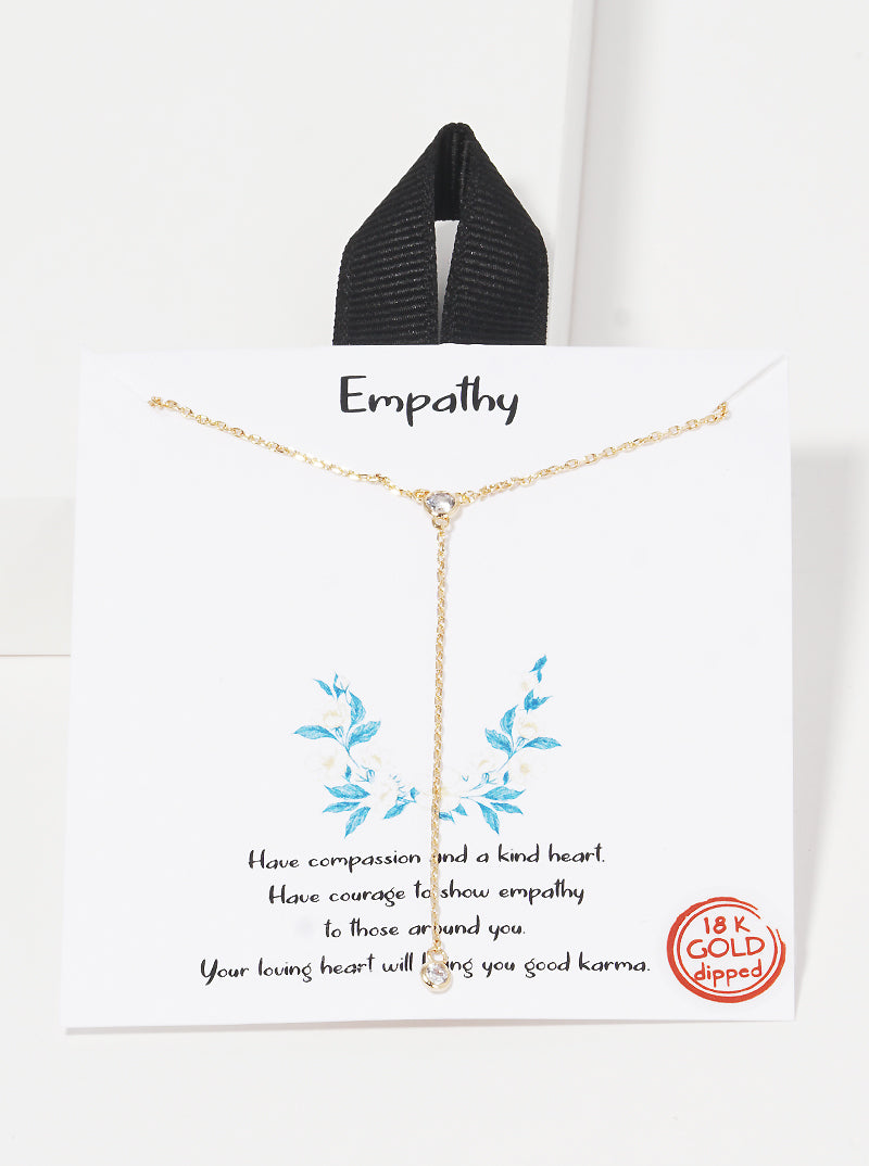 18k Gold Dipped CZ Stone Drop Lariat Necklace