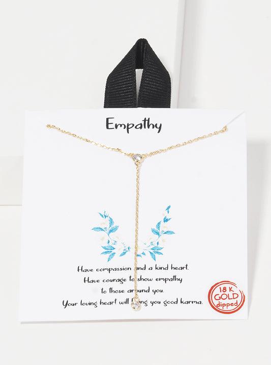 18k Gold Dipped CZ Stone Drop Lariat Necklace
