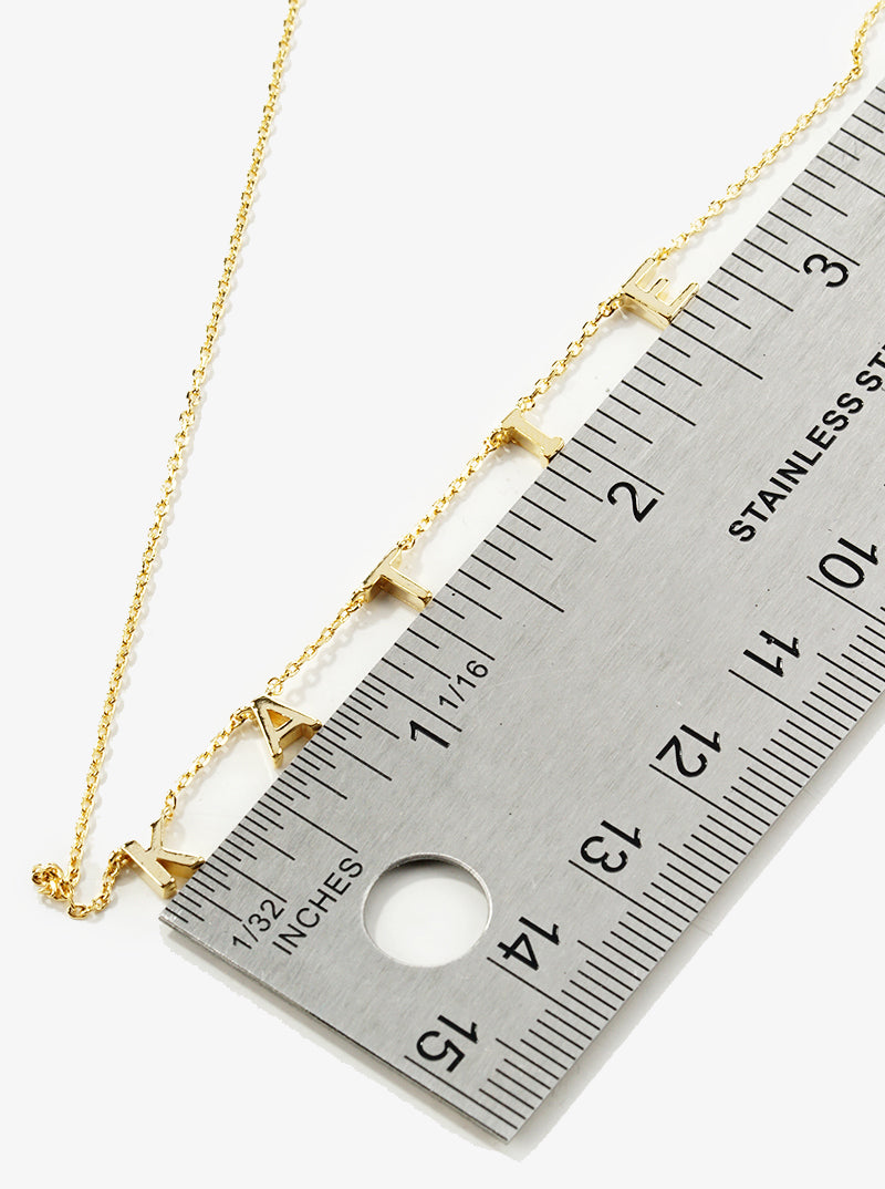 18k Gold Dipped KATIE Name Spaced Letter Pendant Delicate Necklace