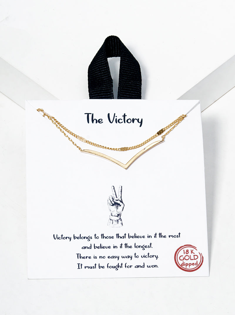 White Gold Dipped V Shape Bar Pendant Layered Necklace Gold