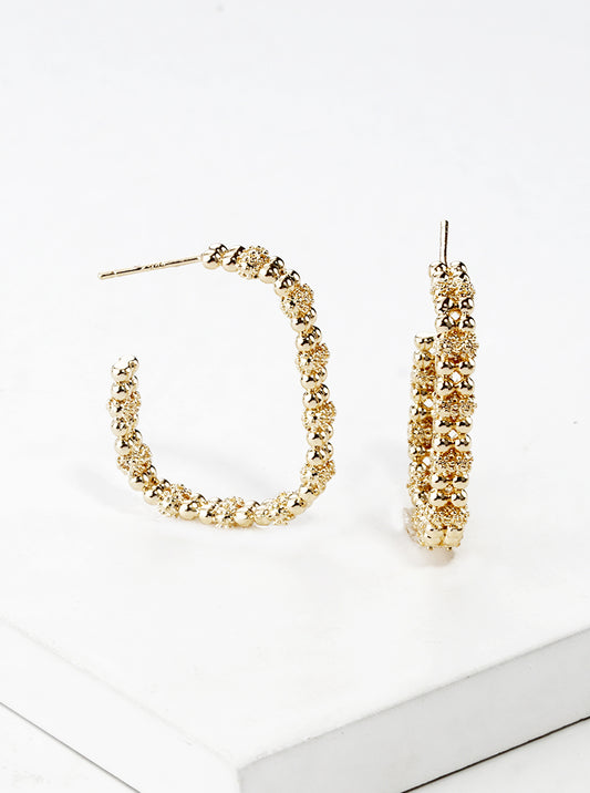 White Gold Dipped Twist Textured Metal 20mm Open Hoop Earrings