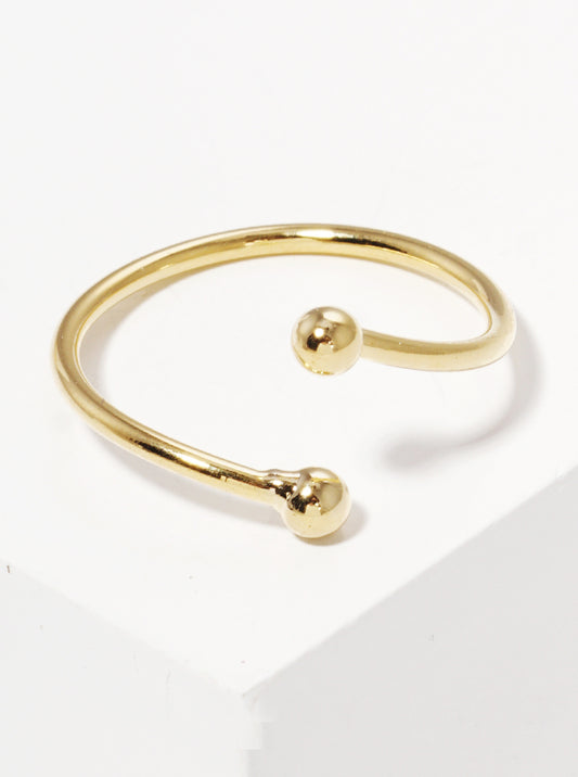 18k Gold Dipped Ball Tip Cuff Adjustable Ring