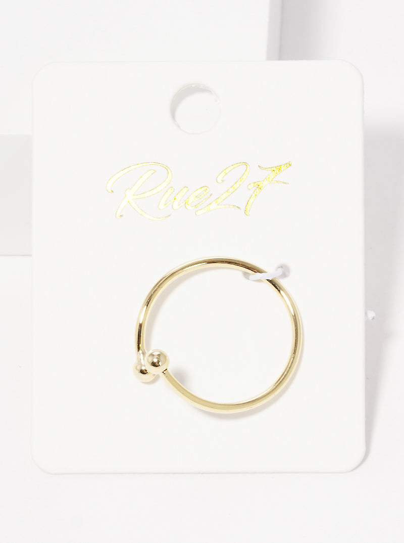 18k Gold Dipped Ball Tip Cuff Adjustable Ring