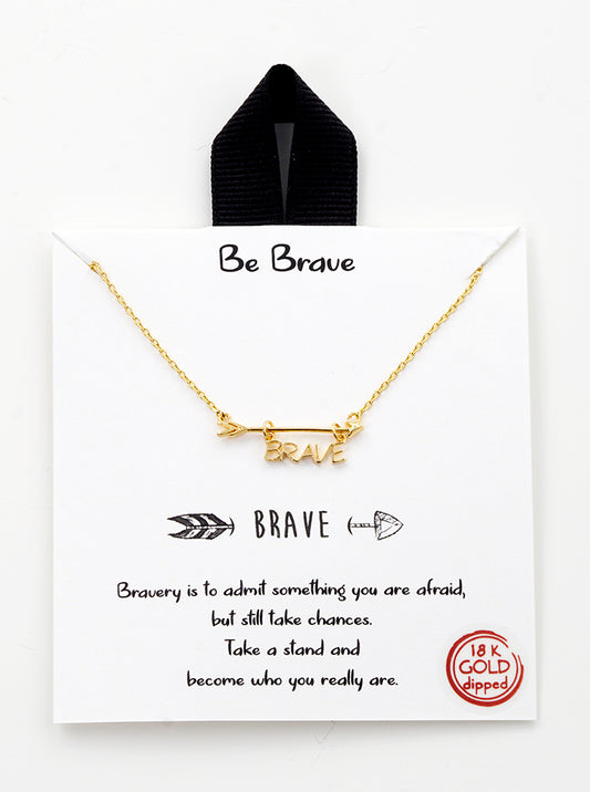 18k Gold Dipped Be Brave Hanging Arrow Pendant Necklace