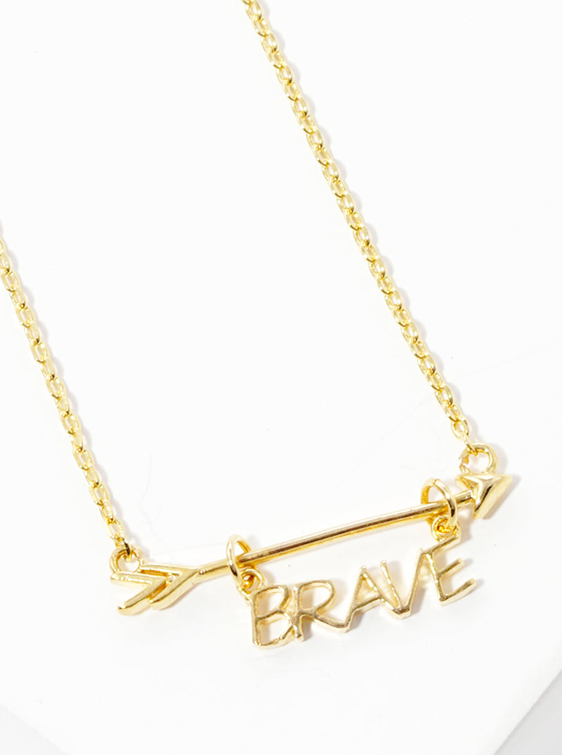 18k Gold Dipped Be Brave Hanging Arrow Pendant Necklace