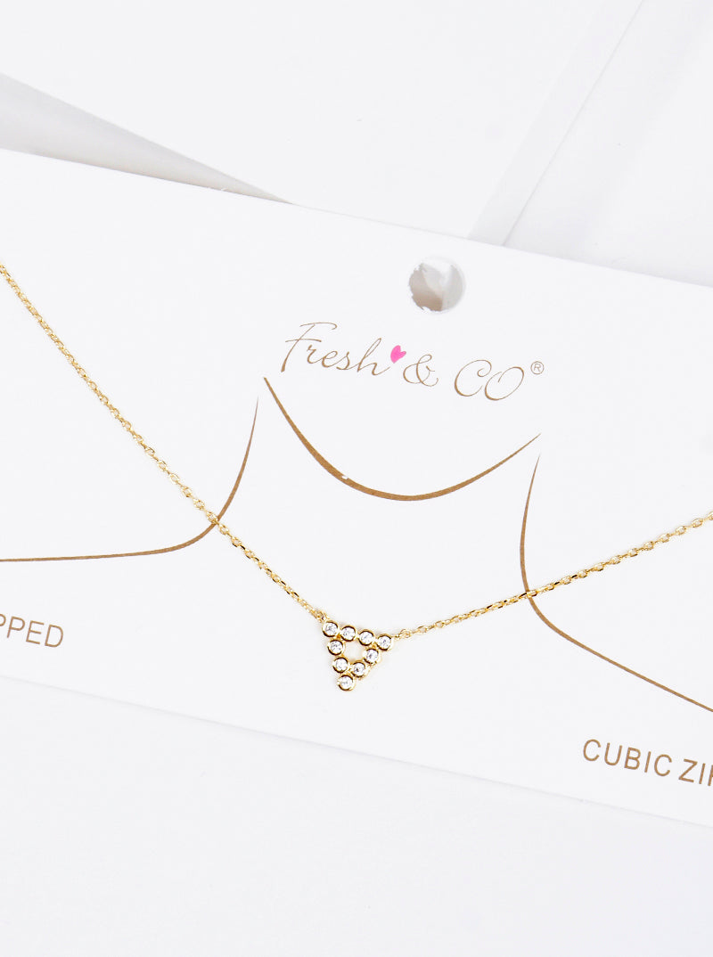 18k Gold Dipped Bezel CZ Triangle Pendant Delicate Necklace