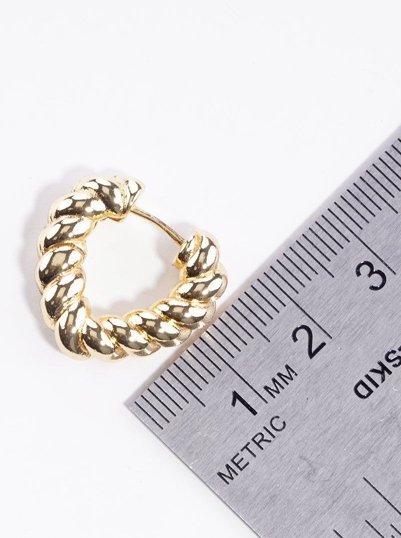 18k Gold Dipped Braided Metal Heart Shape 20mm Hinged Hoop Earrings