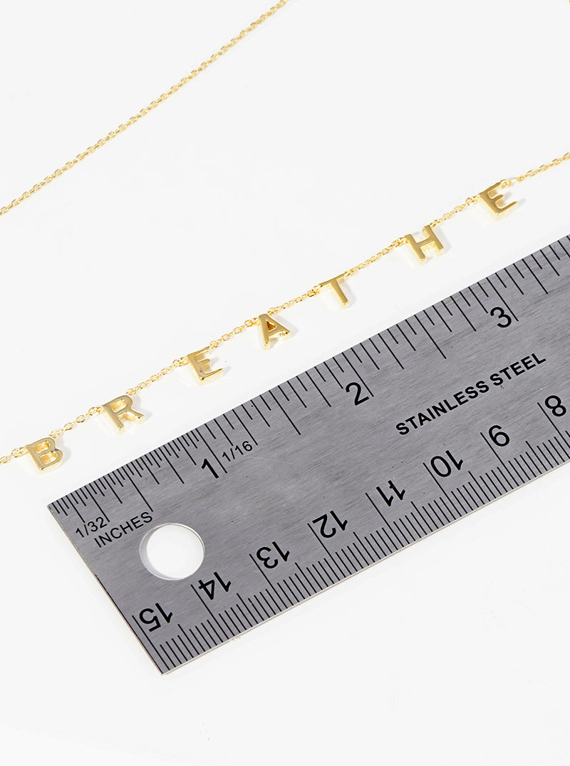 18k Gold Dipped Brass Breathe Word Spaced Letter Necklace