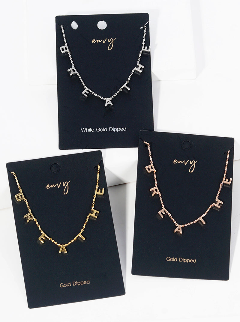 18k Gold Dipped Brass Breathe Word Spaced Letter Necklace