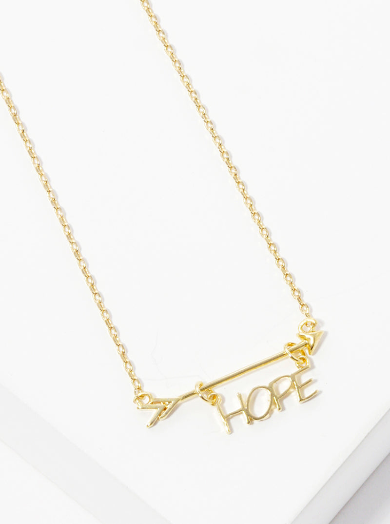 18k Gold Dipped Choose Hope Hanging Arrow Pendant Necklace