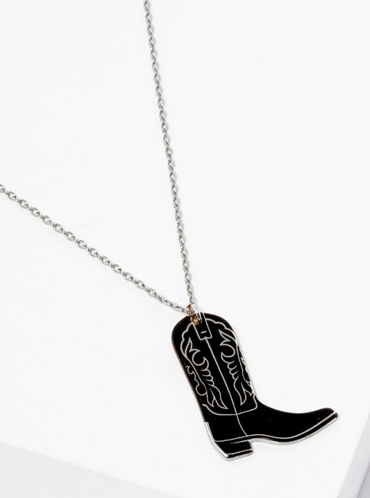 White Gold Dipped Horse Mom Printed Rectangle Pendant Necklace