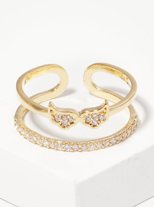 18k Gold Dipped Cz Bread Of Angel Adjustable Rings