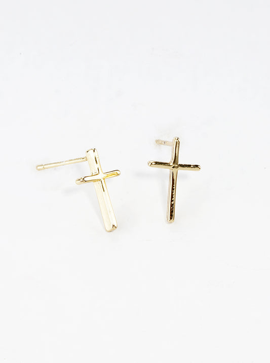 18k Gold Dipped Dainty Cross Post Stud Earrings