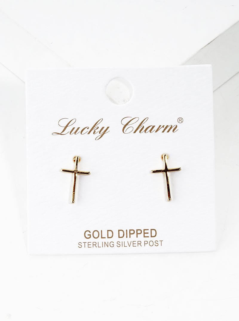 18k Gold Dipped Dainty Cross Post Stud Earrings