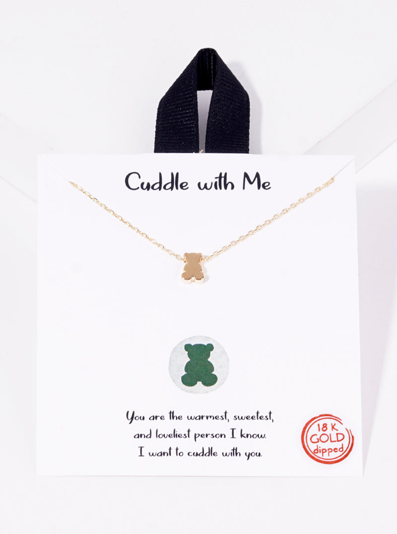 18k Gold Dipped Dainty Teddy Bear Pendant Necklace