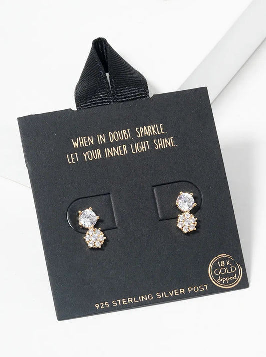 18k Gold Dipped Double 5-prong CZ Post Stud Earrings