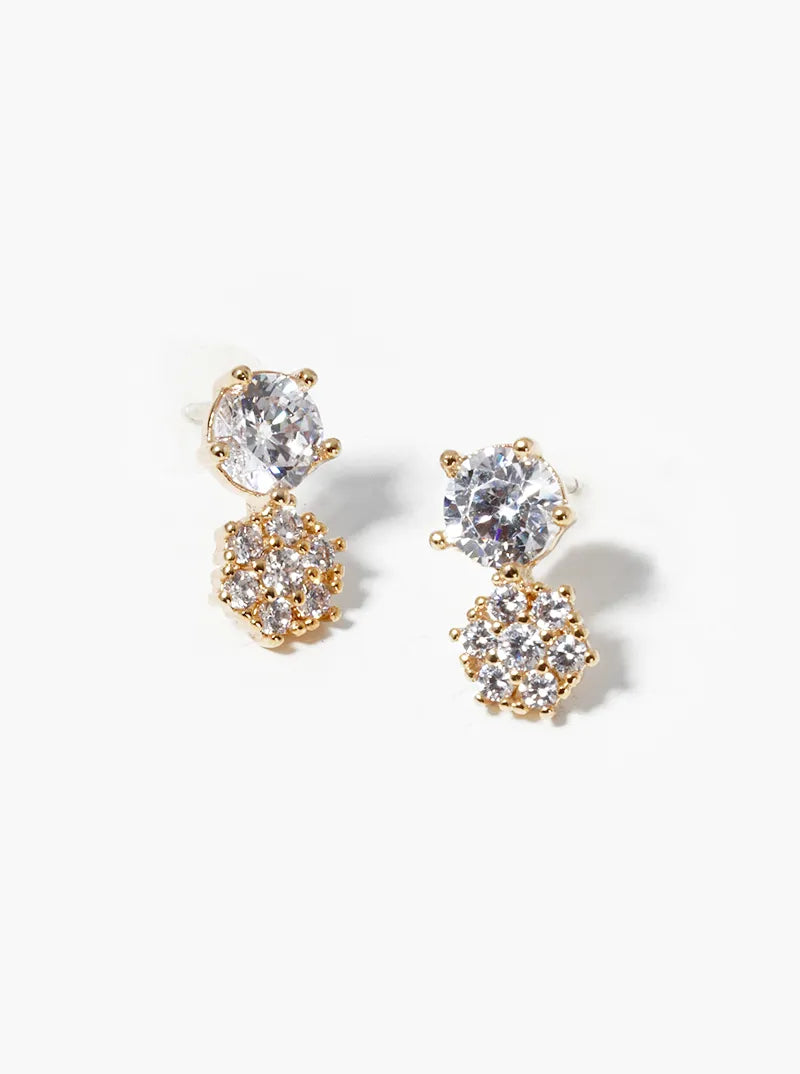18k Gold Dipped Double 5-prong CZ Post Stud Earrings