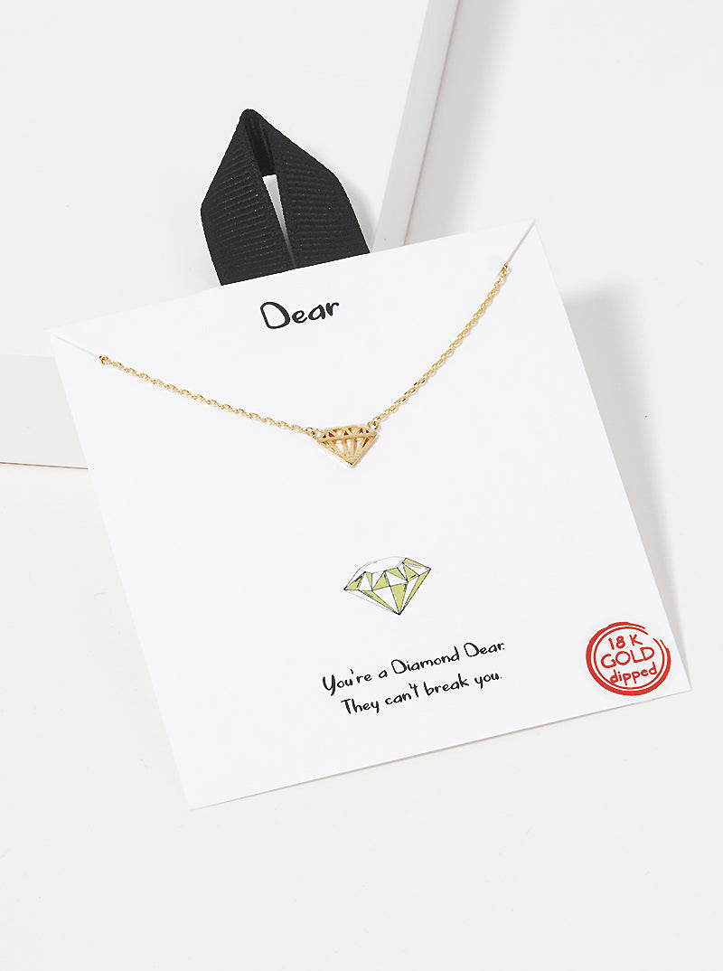 18k Gold Dipped Flat Diamond Shape Pendant Dainty Necklace