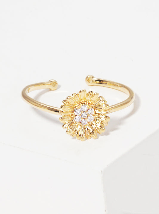18k Gold Dipped Floral Flower Metal Adjustable Rings