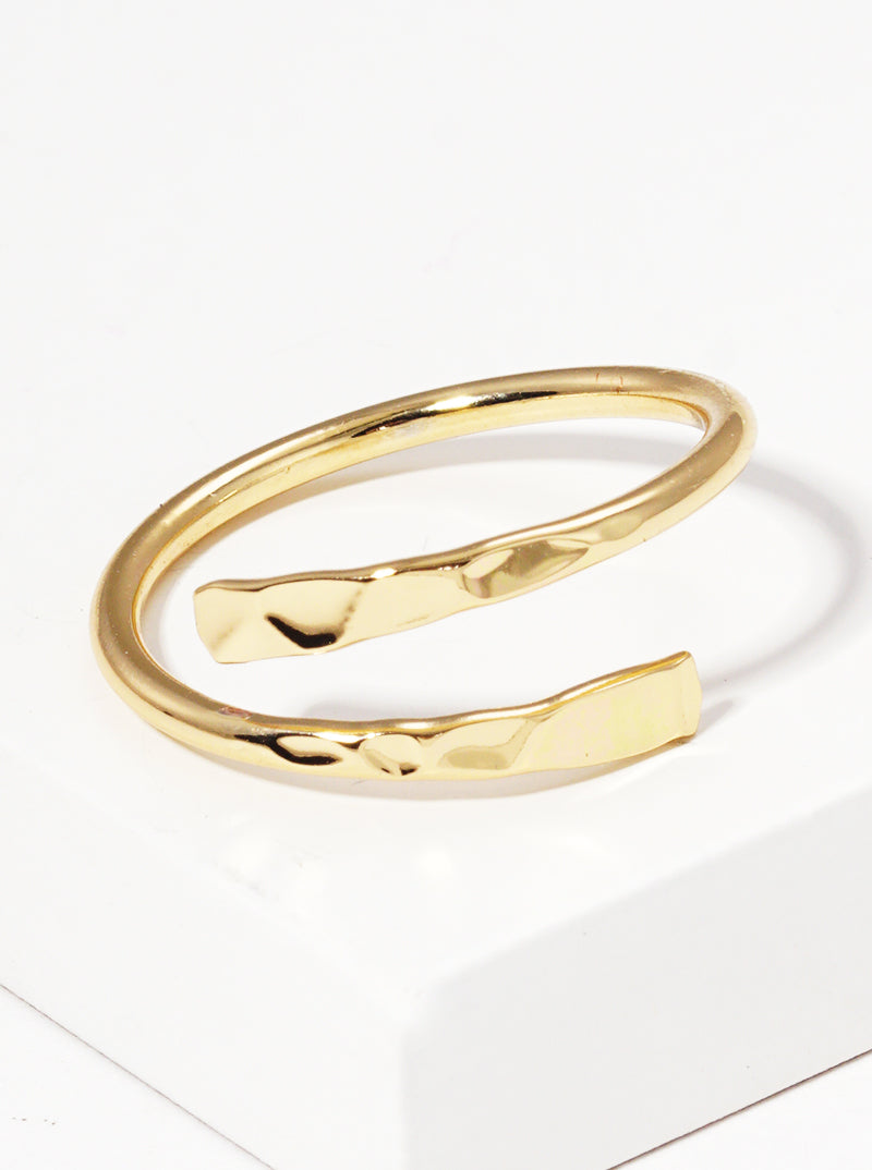 18k Gold Dipped Hammered Metal Adjustable Cuff Ring