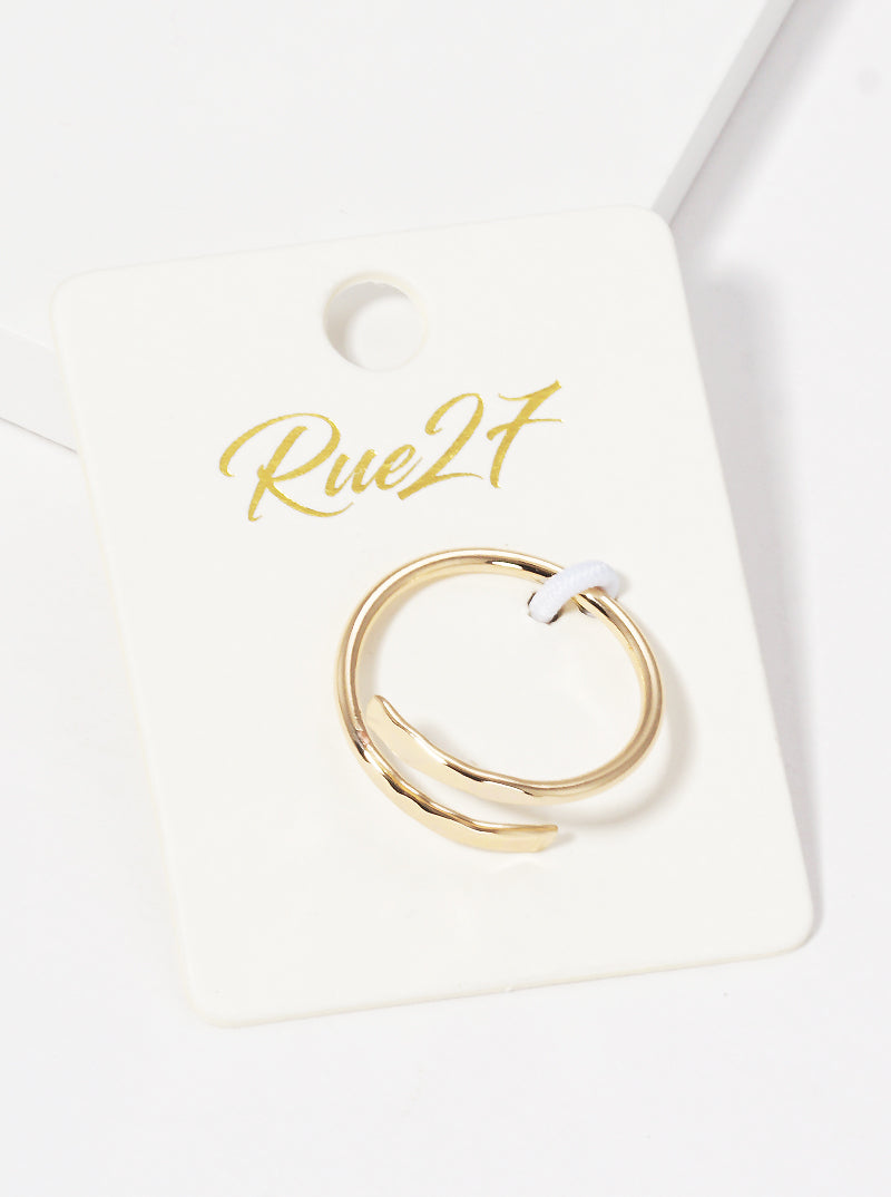 18k Gold Dipped Hammered Metal Adjustable Cuff Ring