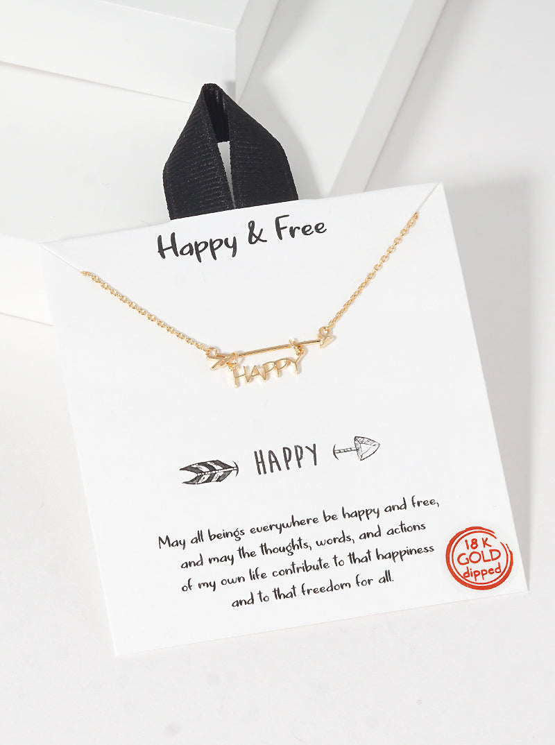 18k Gold Dipped Happy Arrow Pendant Necklace