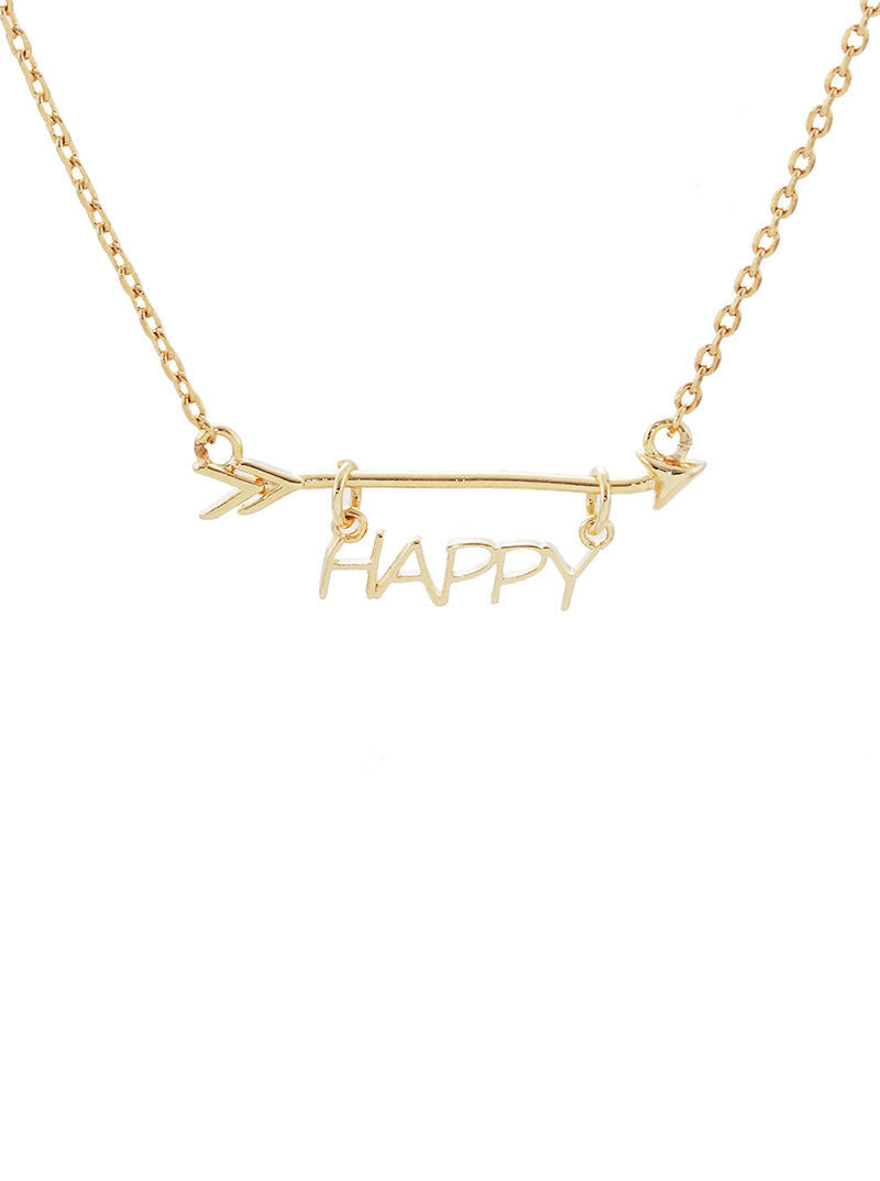 18k Gold Dipped Happy Arrow Pendant Necklace