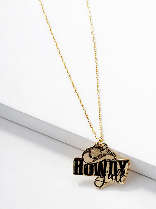 18k Gold Dipped Howdy Yall Pendant Necklace