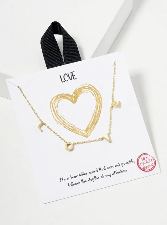 18k Gold Dipped Love Station Necklace