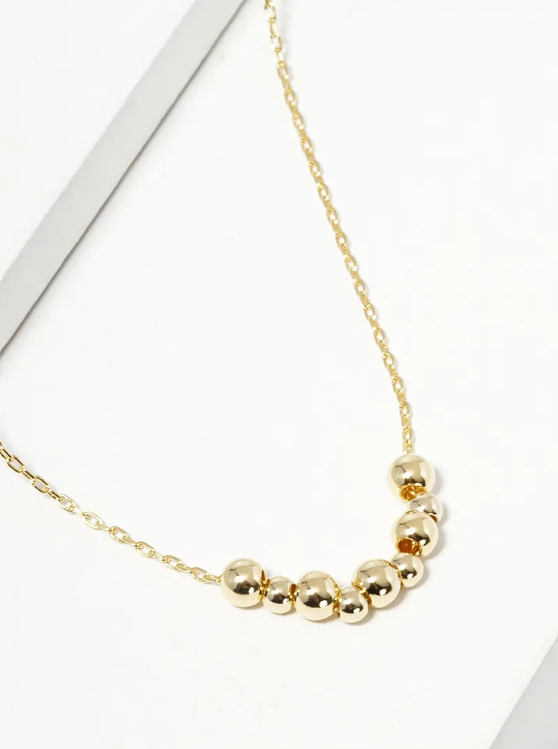 18k Gold Dipped Metal Bead Pendant Necklace