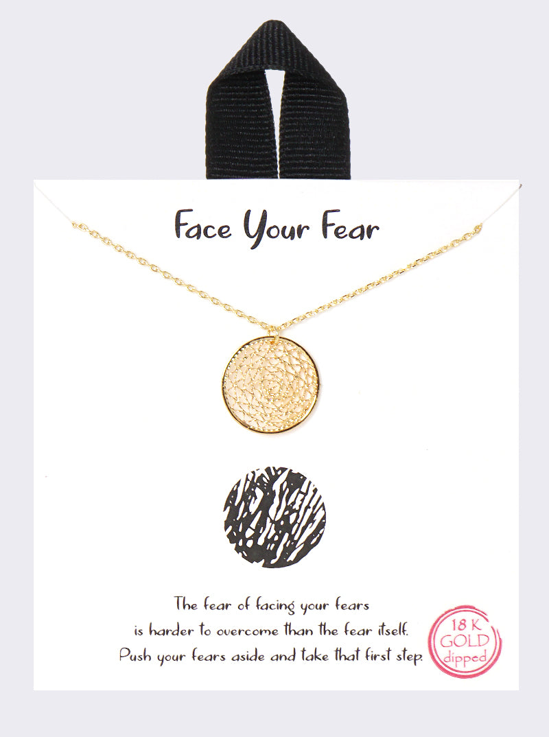 18k Gold Dipped Netted Disc Pendant Necklace