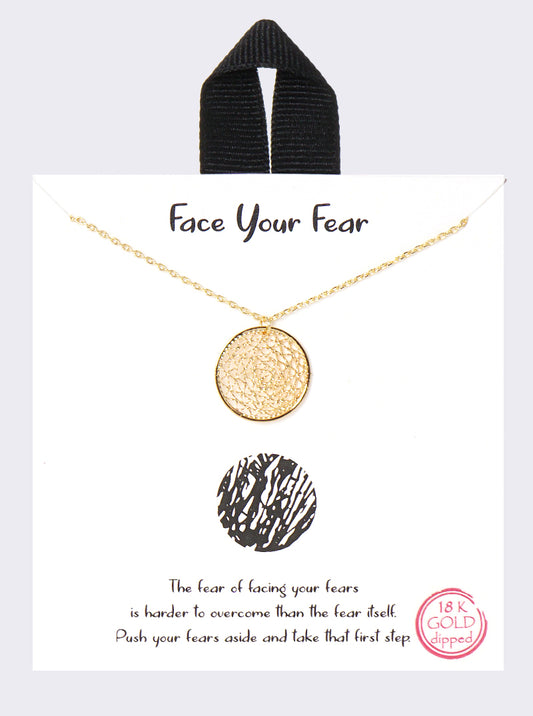 18k Gold Dipped Netted Disc Pendant Necklace