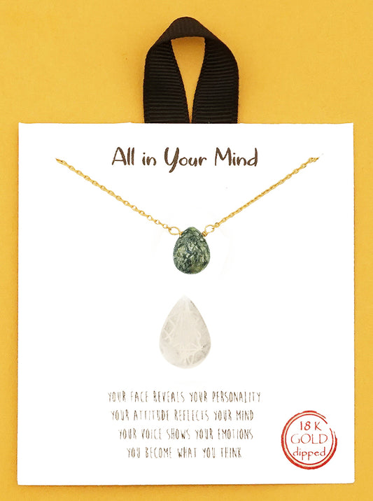 18K GOLD DIPPED AFRICAN TURQUOISE JASPER NATURAL STONE TEARDROP DELICATE NECKLACE GOLD-OCEAN JASPER